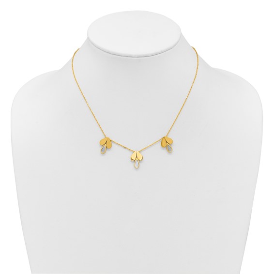 Herco 14K Polished Fancy Mother of Pearl Triple Teardrop 16.5 Inch with 2 Inch Extension Necklace