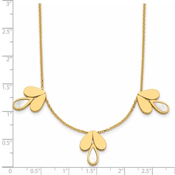 Herco 14K Polished Fancy Mother of Pearl Triple Teardrop 16.5 Inch with 2 Inch Extension Necklace