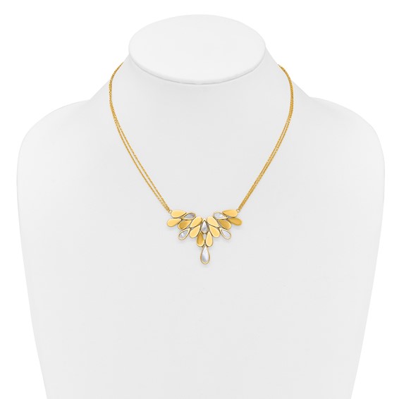 Herco 14K Polished Fancy 2-Strand Mother of Pearl Teardrops 16.5 Inch with 2 Inch Extension Necklace