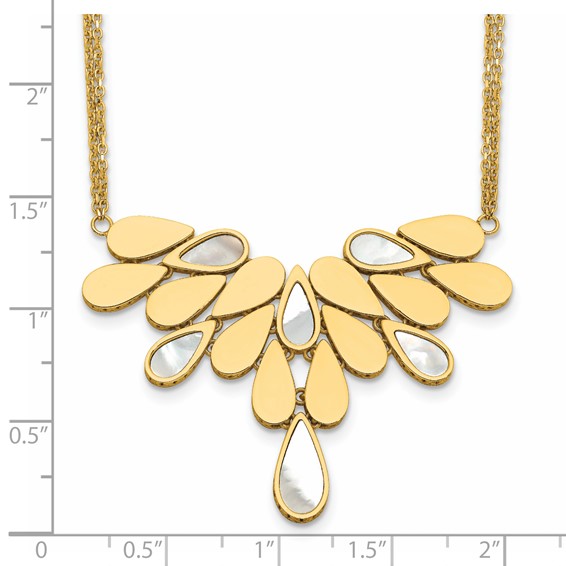 Herco 14K Polished Fancy 2-Strand Mother of Pearl Teardrops 16.5 Inch with 2 Inch Extension Necklace