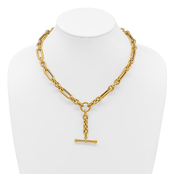 Herco 14K Polished Fancy Mixed Link Lariat 18 Inch Necklace