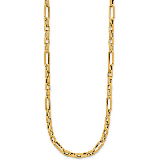 Herco 14K Polished 5.0mm Hexagonal Mixed Link 18 Inch Necklace