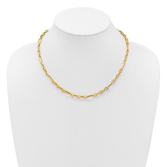 Herco 14K Polished 5.0mm Hexagonal Mixed Link 18 Inch Necklace