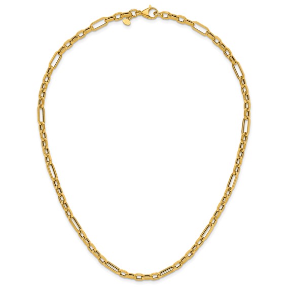 Herco 14K Polished 5.0mm Hexagonal Mixed Link 18 Inch Necklace