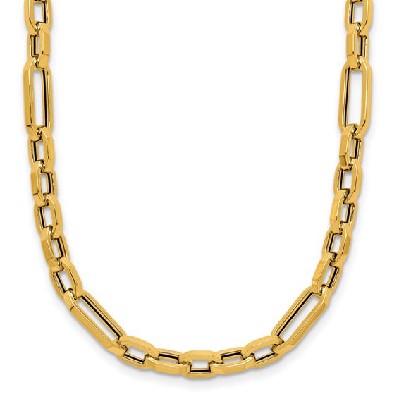 Herco 14K Polished 5.0mm Hexagonal Mixed Link 18 Inch Necklace