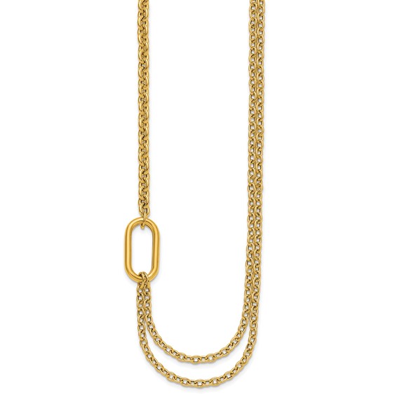 Herco 14K Polished Fancy Half 2-Strand Cable Link 18 Inch Necklace