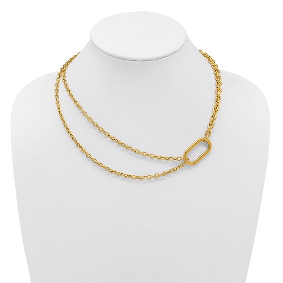 Herco 14K Polished Fancy Half 2-Strand Cable Link 18 Inch Necklace