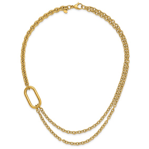 Herco 14K Polished Fancy Half 2-Strand Cable Link 18 Inch Necklace