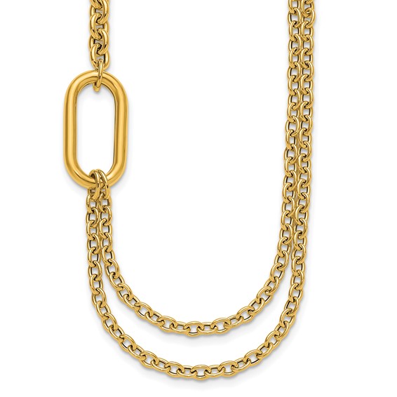 Herco 14K Polished Fancy Half 2-Strand Cable Link 18 Inch Necklace