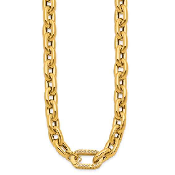 Herco 14K Polished Fancy CZ 11.0mm Cable Link 20 Inch Necklace