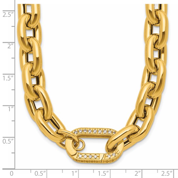 Herco 14K Polished Fancy CZ 11.0mm Cable Link 20 Inch Necklace