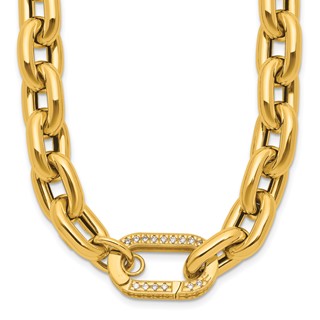 Herco 14K Polished Fancy CZ 11.0mm Cable Link 20 Inch Necklace