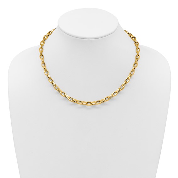 Herco 14K Polished 5.85mm Hexagonal Link 18 Inch Necklace