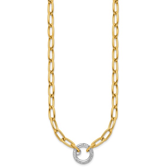Herco 14K Two-tone Polished Diamond Paperclip Link 19.5 Inch Necklace