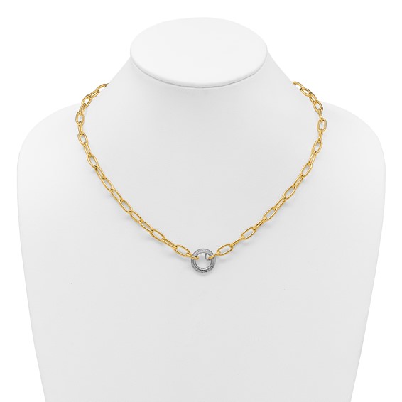 Herco 14K Two-tone Polished Diamond Paperclip Link 19.5 Inch Necklace