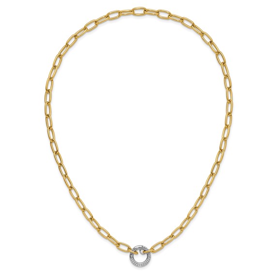 Herco 14K Two-tone Polished Diamond Paperclip Link 19.5 Inch Necklace