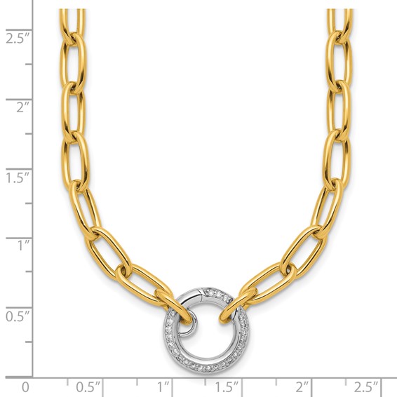 Herco 14K Two-tone Polished Diamond Paperclip Link 19.5 Inch Necklace