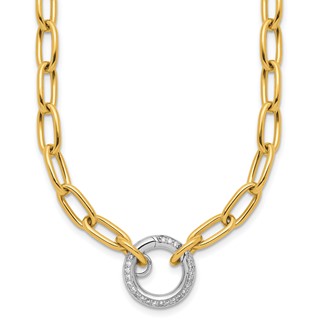 Herco 14K Two-tone Polished Diamond Paperclip Link 19.5 Inch Necklace