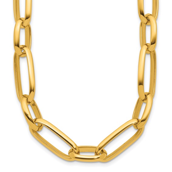 Herco 14K Polished 9.5mm Mixed Paperclip Link 18 Inch Necklace