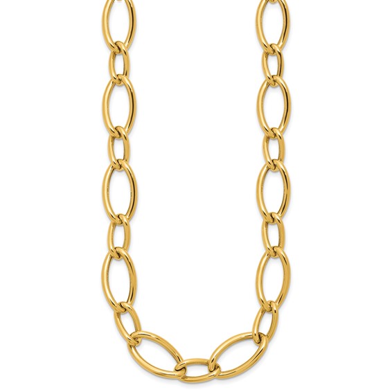 Herco 14K Polished Mixed Elongated Curb 18 Inch Necklace