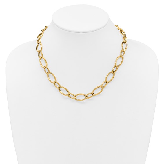 Herco 14K Polished Mixed Elongated Curb 18 Inch Necklace