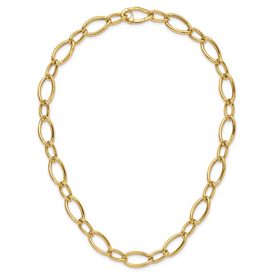 Herco 14K Polished Mixed Elongated Curb 18 Inch Necklace