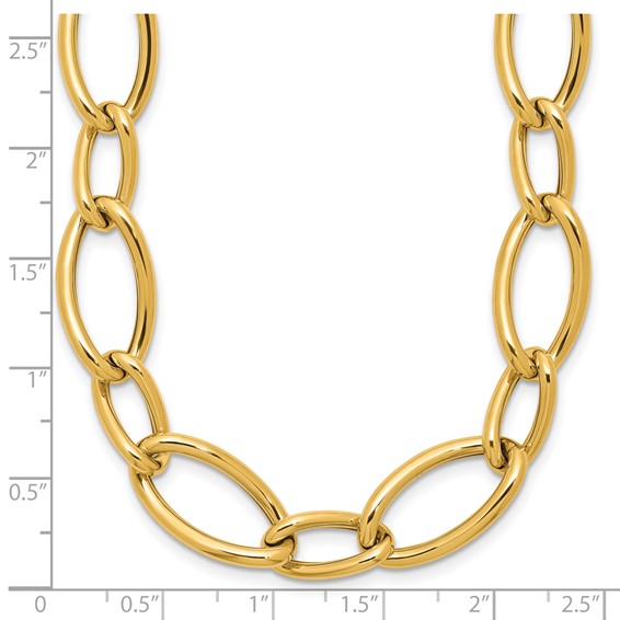 Herco 14K Polished Mixed Elongated Curb 18 Inch Necklace