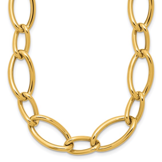 Herco 14K Polished Mixed Elongated Curb 18 Inch Necklace