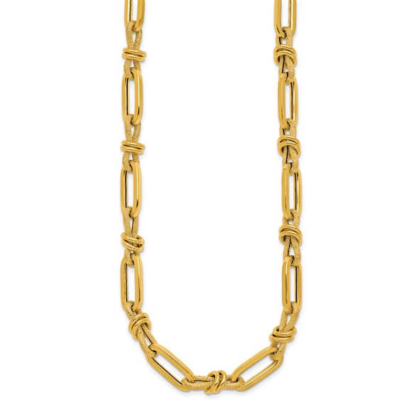 Herco 14K Polished and Textured Fancy Link 18.25 Inch Necklace