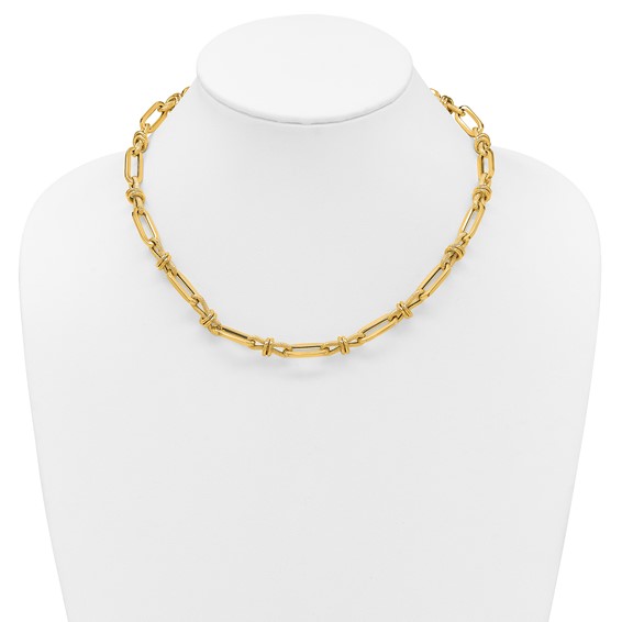 Herco 14K Polished and Textured Fancy Link 18.25 Inch Necklace