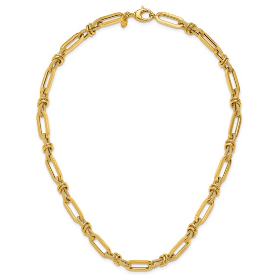 Herco 14K Polished and Textured Fancy Link 18.25 Inch Necklace
