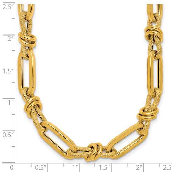 Herco 14K Polished and Textured Fancy Link 18.25 Inch Necklace