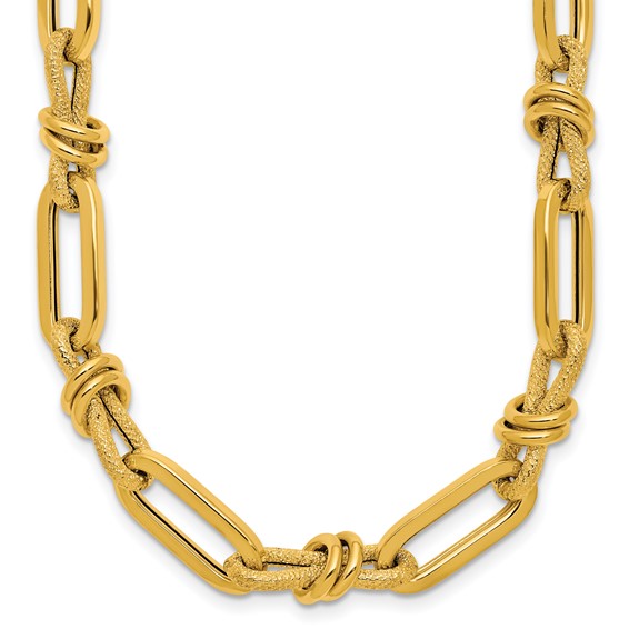 Herco 14K Polished and Textured Fancy Link 18.25 Inch Necklace