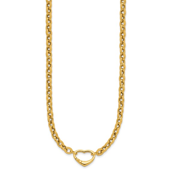 Herco 14K Polished Fancy Heart Clasp Cable Link 18 Inch Necklace