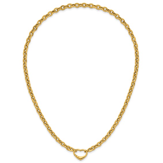 Herco 14K Polished Fancy Heart Clasp Cable Link 18 Inch Necklace