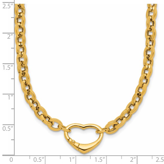 Herco 14K Polished Fancy Heart Clasp Cable Link 18 Inch Necklace