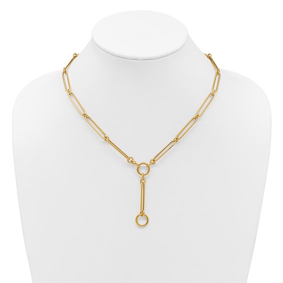 Herco 14K Polished Fancy Elongated Link Lariat 18 Inch Necklace