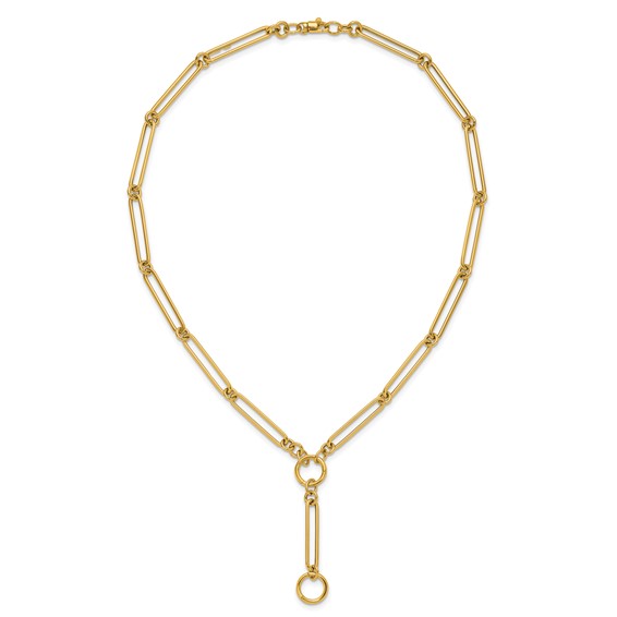 Herco 14K Polished Fancy Elongated Link Lariat 18 Inch Necklace