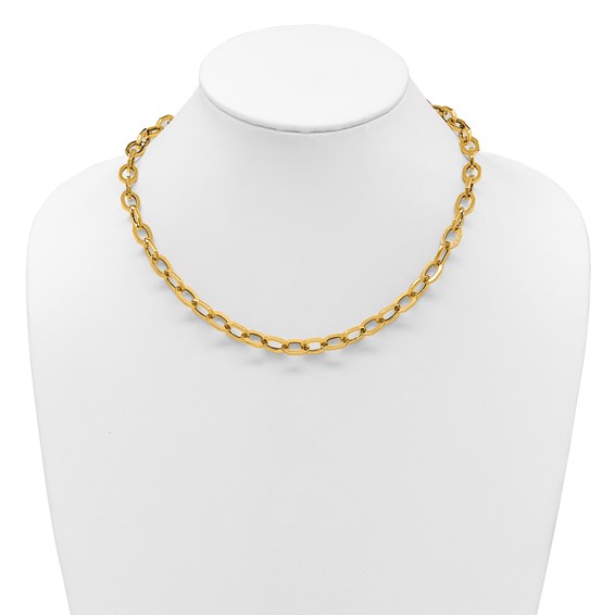 Herco 14K Polished Hexagonal Oval Link 18.25 Inch Necklace