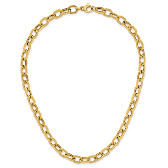 Herco 14K Polished Hexagonal Oval Link 18.25 Inch Necklace