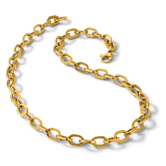 Herco 14K Polished Hexagonal Oval Link 18.25 Inch Necklace