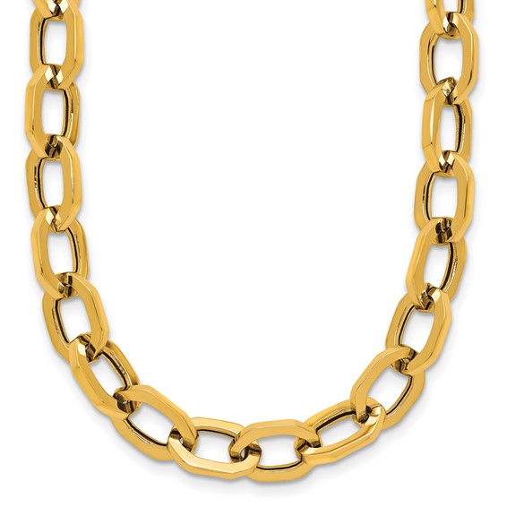 Herco 14K Polished Hexagonal Oval Link 18.25 Inch Necklace