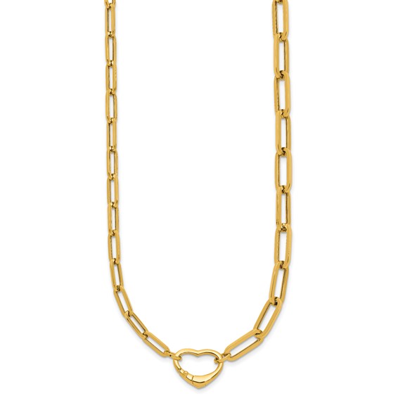 Herco 14K Polished Paperclip Link Heart 18.5 Inch Necklace