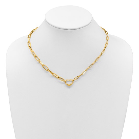 Herco 14K Polished Paperclip Link Heart 18.5 Inch Necklace