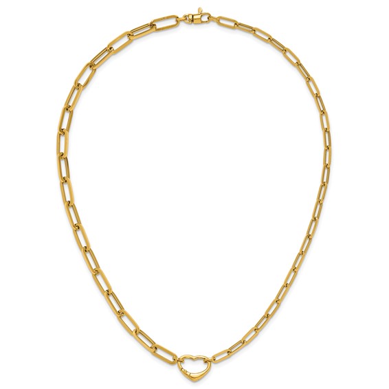 Herco 14K Polished Paperclip Link Heart 18.5 Inch Necklace