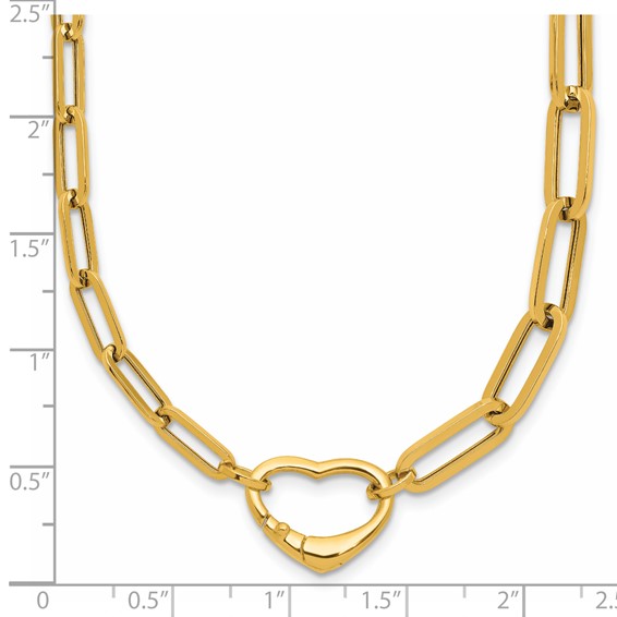 Herco 14K Polished Paperclip Link Heart 18.5 Inch Necklace