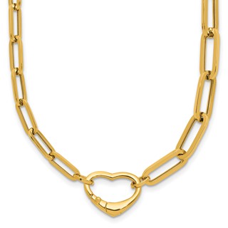 Herco 14K Polished Paperclip Link Heart 18.5 Inch Necklace