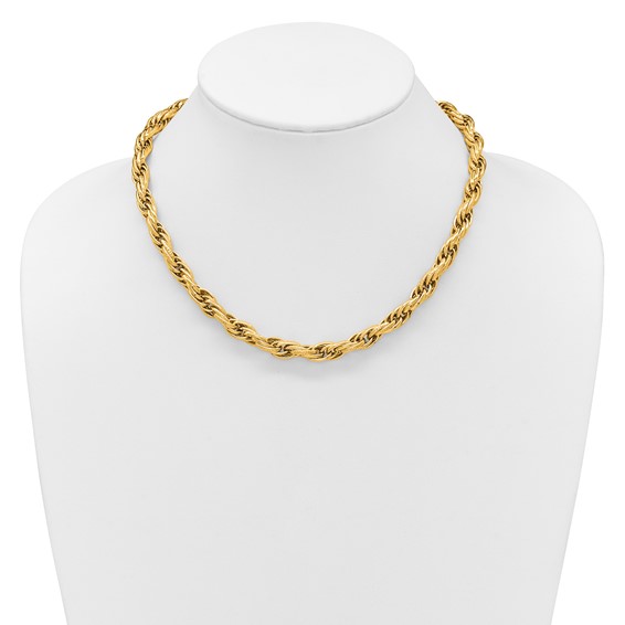 Herco 14K Polished/Textured 7.5mm Rope Chain 17.75in Necklace