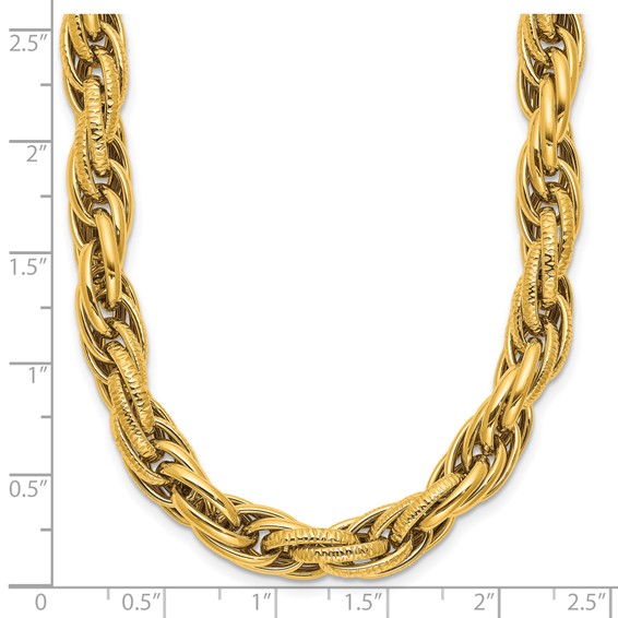 Herco 14K Polished/Textured 7.5mm Rope Chain 17.75in Necklace