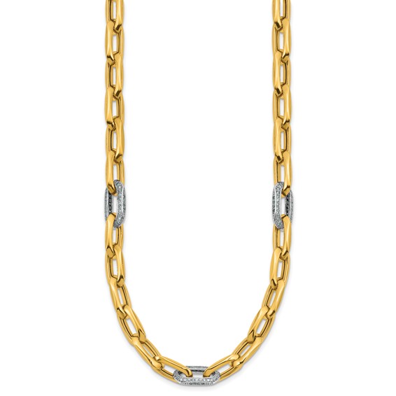 Herco 14K Two-tone Polished Diamond 8.0mm Link 18 Inch Necklace
